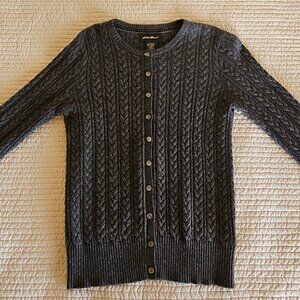 Eddie Bauer Women's Cable Cardigan Sweater - Size Petite XS - Gray